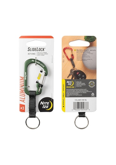 Nite Ize Slidelock Keyring Alüminyum Karabiner 3 -yeşil
