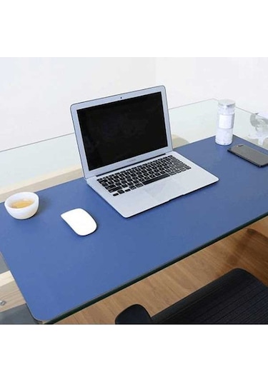 Tongxida Çok Fonksiyonlu Mouse Pad Klavye Altlığı - Mavi+sarı - 90x45cm Pu Deri