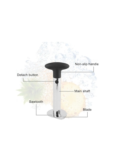 2 Adet Paslanmaz Çelik Ananas Soyucular Meyve Kesici Mutfak Aletleri Kara Kolu , Boyut:ananas Corer Slicer Siyah Tutamak Sarı