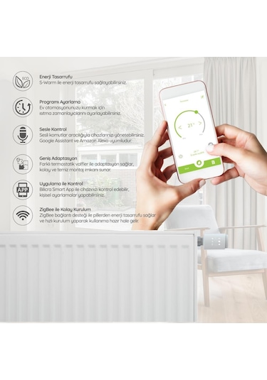 Bilicra Akıllı Isıtma Seti - 3 x S-Warm Akıllı Termostatik Radyatör Vanası ve 1 x Link Zigbee Gateway
