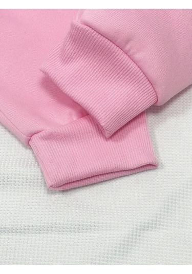 Kışlık Kapüşonlu Sweatshirt, Kiraz Leopar Baskılı Yeni Pembe