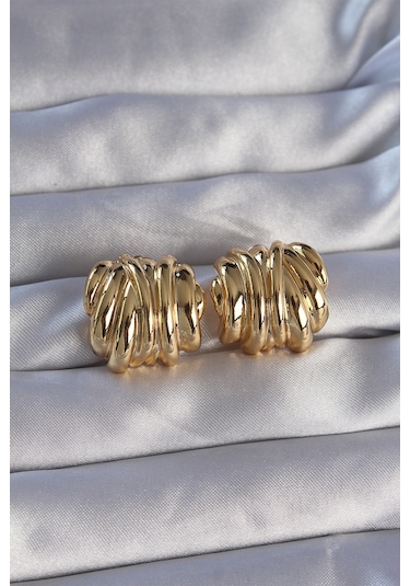 Pirinç Gold Renk Tırtıklı Bombe Model Küpe - Ebj270706w25250 Diğer