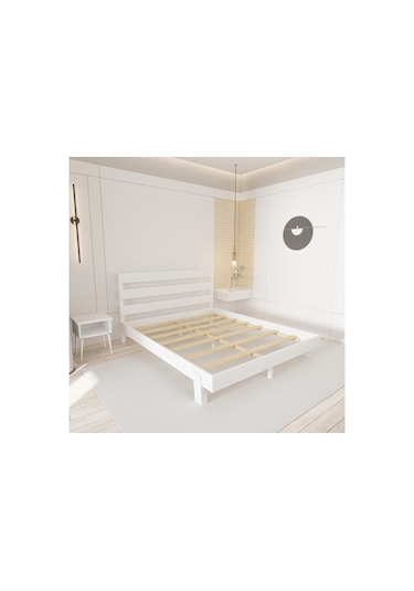Natura New Model Beyaz Renk Çam Ahşap Karyola-24 140 x 200
