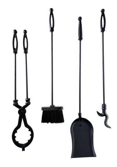 Schömne Şömine Maşa Takımı Yuvarlak Ayaklı Siyah