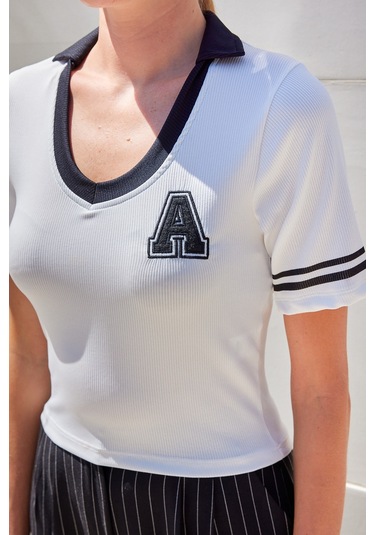 Bigdart 4320 Polo Yaka Basic Triko Bluz - Beyaz 001