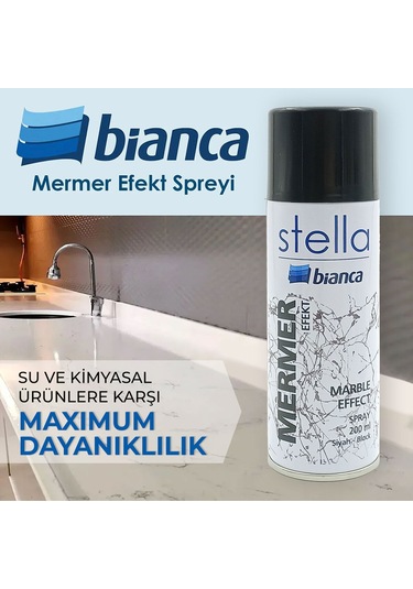 Stella İnce Mermer Efekt Sprey Boya Siyah 200 Ml Siyah