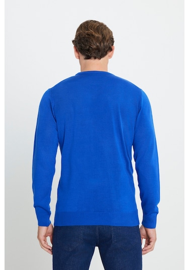 Altinyildiz Classics Erkek Saks Mavi Standart Fit Normal Kesim Bisiklet Yaka Triko 4A4923100001SKSS Saks