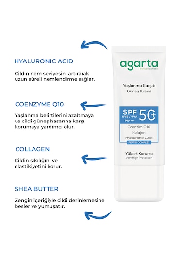 Agarta Collagen İçerikli Yüz Güneş Kremi SPF50+ 50 ML