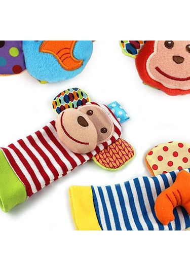 Sozzy Toys szy118 Sevimli Hayvanlar Çıngıraklı Çorap Ve Bileklik Çok Renkli