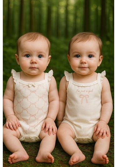 Bebek 2li Askılı Zıbın Body %100 Organik Pamuk - Bebek Ve Yenidoğan Serisi-csy8136 Powder