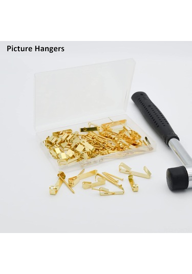 Jeehugo Altın Renkli Duvar Çerçeve Demiri Kanca Seti - 30 Adet 30lb + 20 Adet 50lb Çivi İle Tamamlanmış Toplam 50 Set Diğer