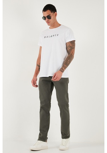 Buratti Pamuklu Comfort Fit Normal Bel Boru Paça Jeans Erkek Kot Pantolon 4412C19Texas Haki