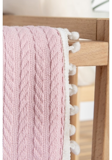 %100 Pamuk Cherry Bebek Battaniyesi Pamuklu Pike 100x120 - Pudra