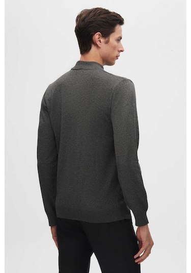 D's Damat Regular Fit Antrasit Pamuk Karışımlı Yarım Balıkçı Triko Kazak Antrasit