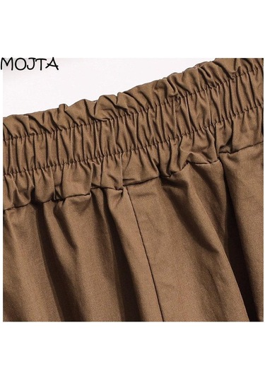 Mojta Kadın Giyim Yüksek Bel Bahar Sonbahar Artı Boyutu Ince A-line Etek Gevşek Rahat Orta Uzunlukta Etek Siyah