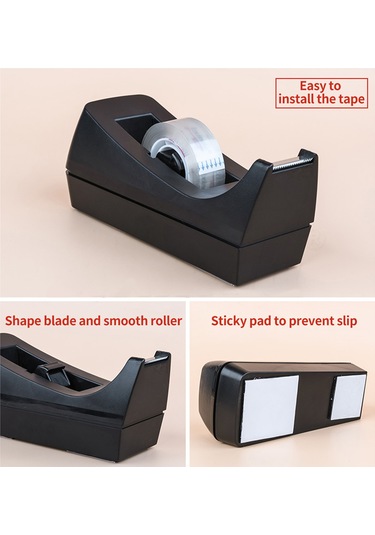 Springsun Scotch Masaüstü Bant Dispenser-kesici, Kaymaz Taban - Ofis/ev/okul/dıy, Siyah