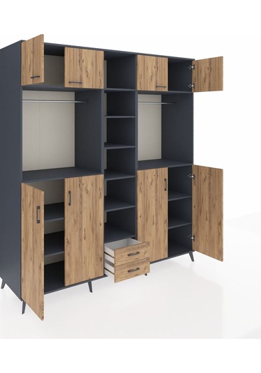 Kronos Dolap 14 Raflı 2 Çekmeceli 2 Askılı 220x59x243 Antrasit-çam/çam Atlas Çam/atlas Çam Kronos Dolap 14 Raflı 2 Çekmeceli 2 Askılı 220x59x243 Antrasit-çam/çam Atlas Çam/atlas Çam