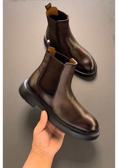 Lfr-5455 Derı Merdane Bot Kahve Kahve