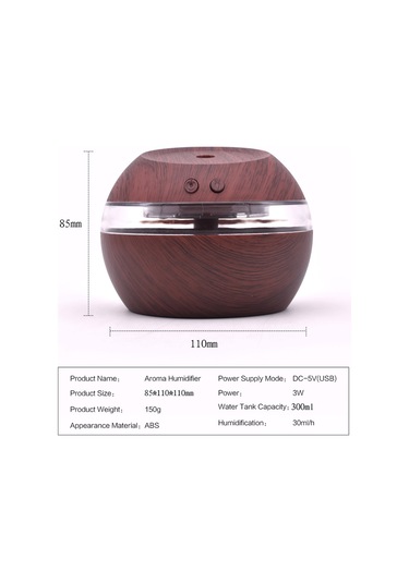 Teltree Usb Nemlendirici Aromaterapi Makinesi 300ml 3w Led Gece Lambası Koyu Ahşap Desenli Ev Ofis Kullanıma Uygun Yx-002