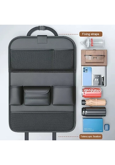 Cbtx Çok Fonksiyonlu Araba Arka Koltuk Organizatörü Katlanabilir Masalı Su Geçirmez Saklama Çantası Asma - Kahverengi