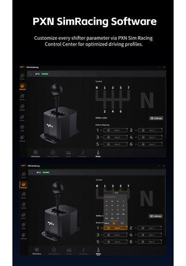 Pxn Sf U H-vites Kolu 7+r Tam Cnc Metal, 16-bit Hassasiyet Ve Ayarlanabilir Vites Hissiyatı Pc Ve Pxn Base Uyumlu