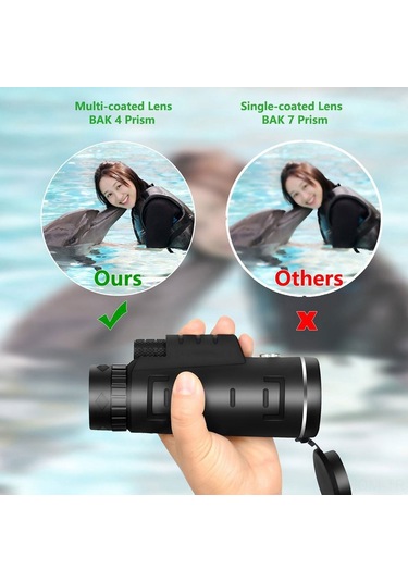 Suofeng 40x60 Hd Bak4 Prisma Tek Gözlük, Fmc Yeşil Filmi, Yerleşik Pusula, 9500m Mesafe, Taşınabilir Dış Mekan Gözlüğü