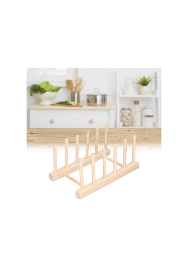 Padalink Ahşap 5 Bölmeli Mutfak Organizer - Tabak, Kapak, Kağıt Eşyası Depolama - 28cm Lehimli Ahşap Rak Diğer