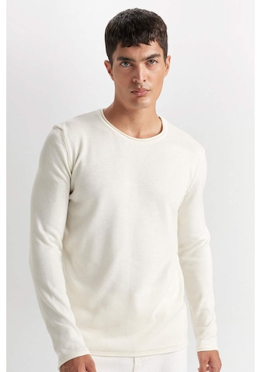 DeFacto Relax Fit Bisiklet Yaka Basic Düz Triko Kazak D3278AX24WNER139