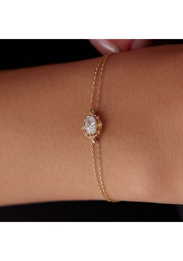 14 Ayar Altın Vintage Bileklik 17+2 Cm Yeni T14293 Renkli