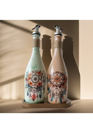 Düşkapanı Desenli Sunum Stantlı 2'li 750 Ml Yağlık Sirkelik