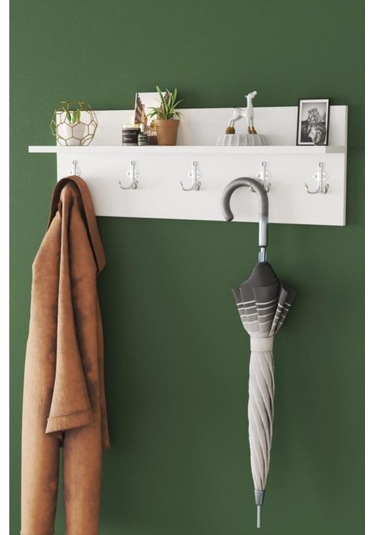 5'li Duvar Askılığı Beyaz