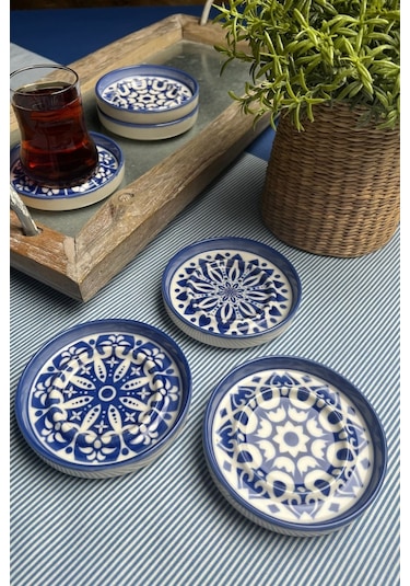 Tabak Evi Stoneware Mozaik Blue Sefa 6 Lı Çay Tabağı 10cm Çok Renkli