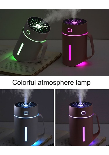 Padalink 420ml Usb Ev Ofis Nemlendirici, Led Işık, Hava Temizleyici Sprey, Pembe, Pil Yok