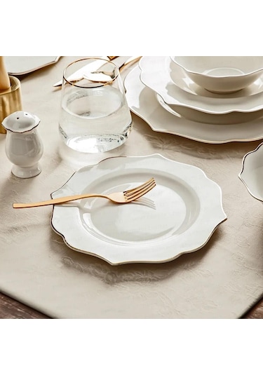Nehir Lotus Gold 30 Parça Bone Porselen Yemek Takımı