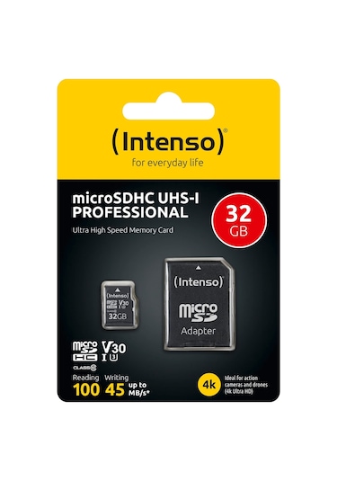 Intenso 32gb Microsdhc Uhs-ı Professıonal Class10 U3 V30 Ultra High Speed Memory Card 4k