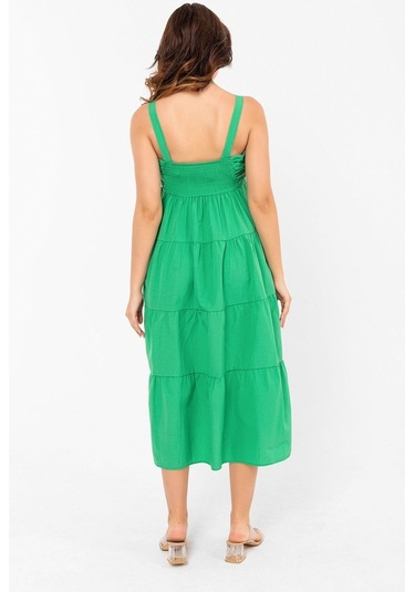 Askılı Pamuklu Poplin Yazlık Midi Elbise 2106