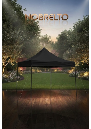 Nobrelto 3x3 Metre Ekstra Güçlendirilmiş Profil Çardak - 1.2mm Et Siyah