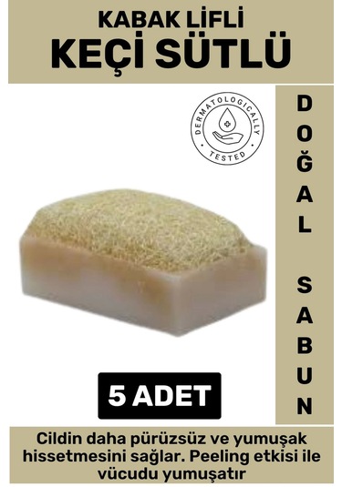 Özel Üretim Masaj Etkili Nemlendirici Kuruluk Giderici Doğal Kabak Lifli Keçi Sütlü Sabun 5 Adet