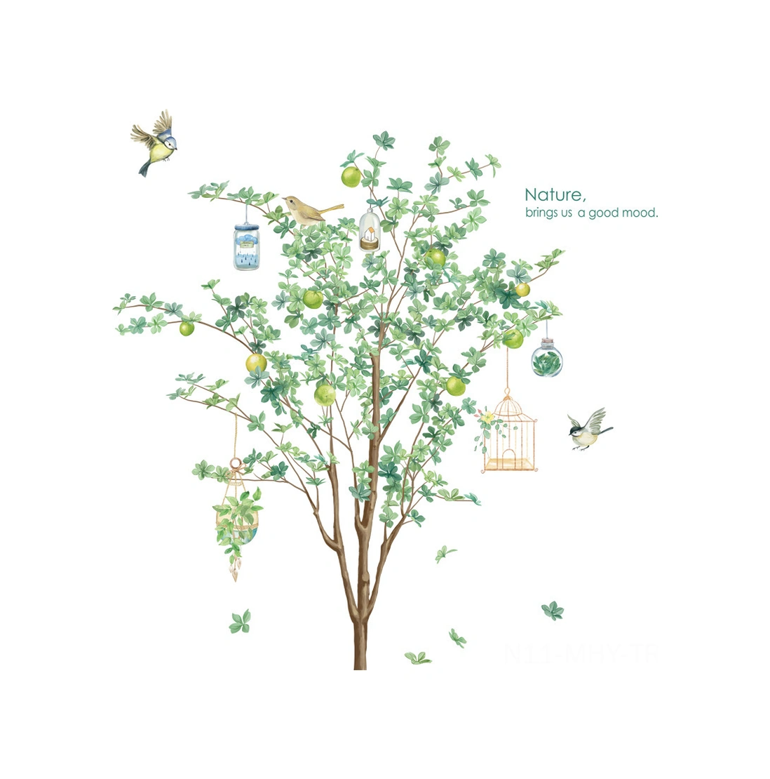 Monyee Yeşil Orman Desenli Otomatik Yapışkan Duvar Sticker - Oturma Odası Dekorasyonu, Su Geçirmez Malzeme, Büyük Ağaç Arka Plan, İç Mekan Zenginleştirici Zdb-2188 Diğer