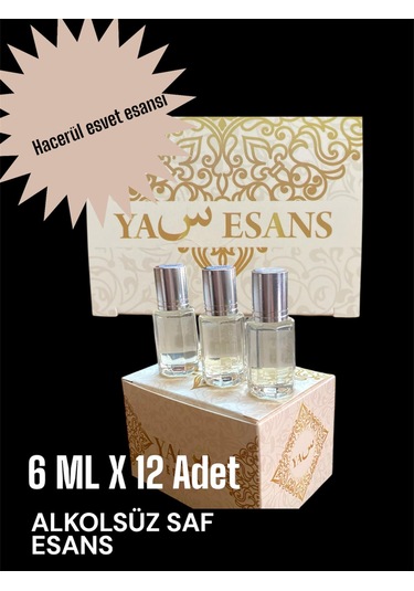 12 Adet Hacer Ül Esved Esansı 6 Ml Biyalı Cam Şisesinde