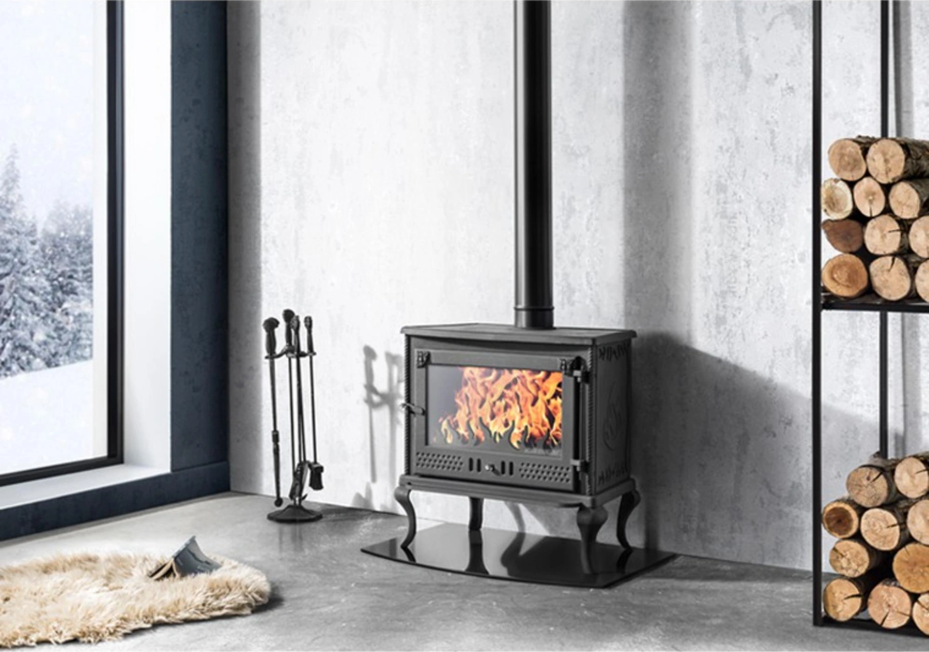 Tek Camlı Döküm Şömine Soba Erendemir