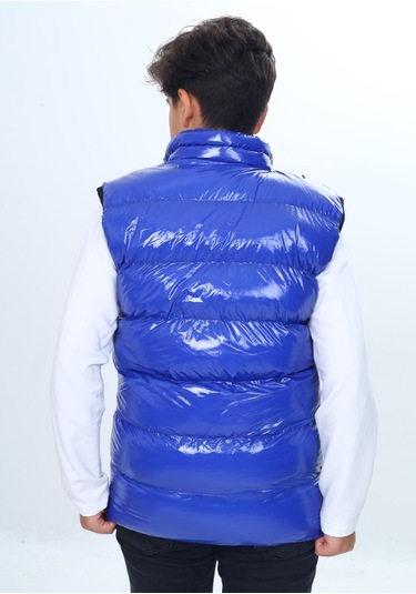 Toontoy Erkek Çocuk Parlak Görünümlü Göğsü Armalı Yelek Saks