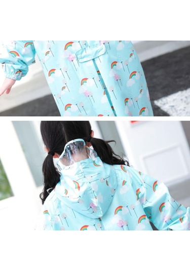 Karikatür Çocuk Suya Dayanıklı Yağmurluk Mavi