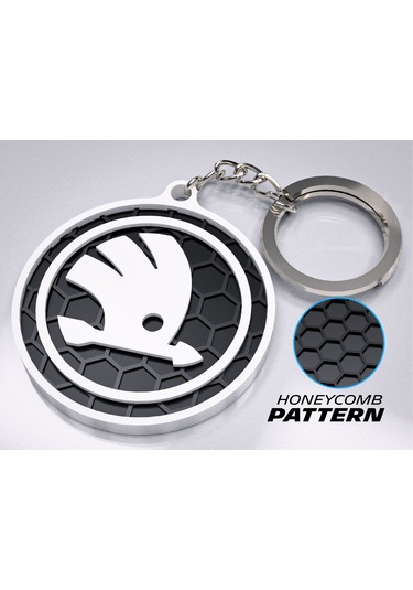 Markanıza Özel Petek Desenli Siyah Skoda Logolu 3d Anahtarlık