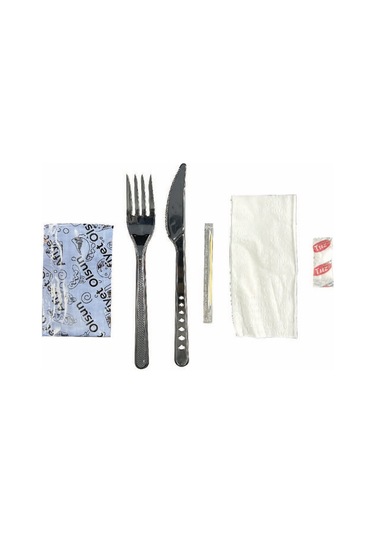 Kullan At Yemek Seti 6'lı Çatal , Bıçak , Kürdan , Peçete , Islak Mendil , Tuz 500 Adet