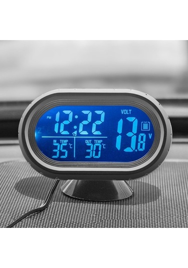 Novahub Arac İçin 3'lü Lcd Ekran: Saat, Termometre, Voltmetre - 12v/24v, Alarmlı - Dış Sıcaklık Ölçer 112 Karakter