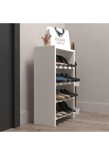 Kenzlife Ayakkabılık Mısri Mat Beyaz Suntalam 065 040 20 Sekiz Çift Ayakkabı Kapasitesi Arkalıksız Beyaz