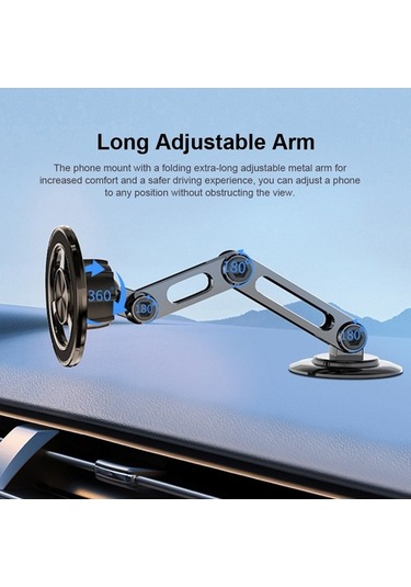 Fortunelane 360 Derece Dönenebilen Magsafe Araç Telefon Tutucu - Güçlü Mıknatıslı, Çekilebilir, Uzayabilir