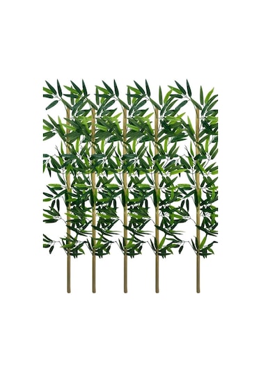 5li Set Yapay Bambu Sopası 12 Yapraklı 110cm Yapay Çiçek Bambu Duvarı Separatör Çiçeği Yapay Çiçek