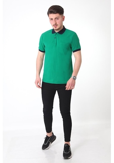 Polo Yaka Yeşil Tişört-Yeşil